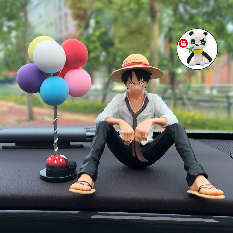 Anime One Piece Avtomobil Dekorasiyası Gülən Üz Lüffi Zoro Əl işi İnternet Məşhur Avtomobilin Mərkəzi Konsolu Daxili Dekorasiya Kuklası
