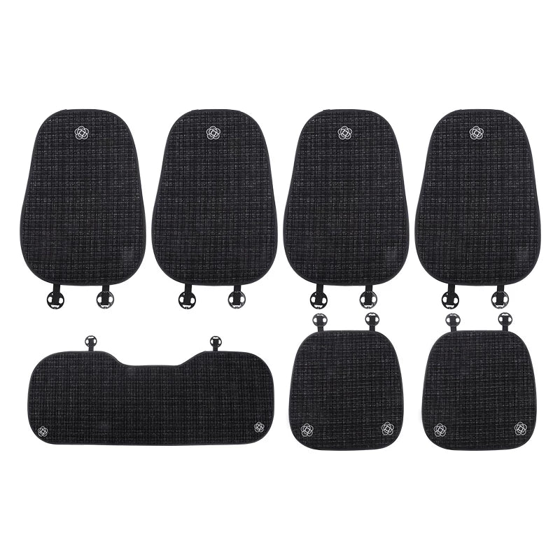 Linen car seat cushions, for all seasons, premium feel, new style, women's seat cover, star-shaped car seat cover and cushion set, five-piece.