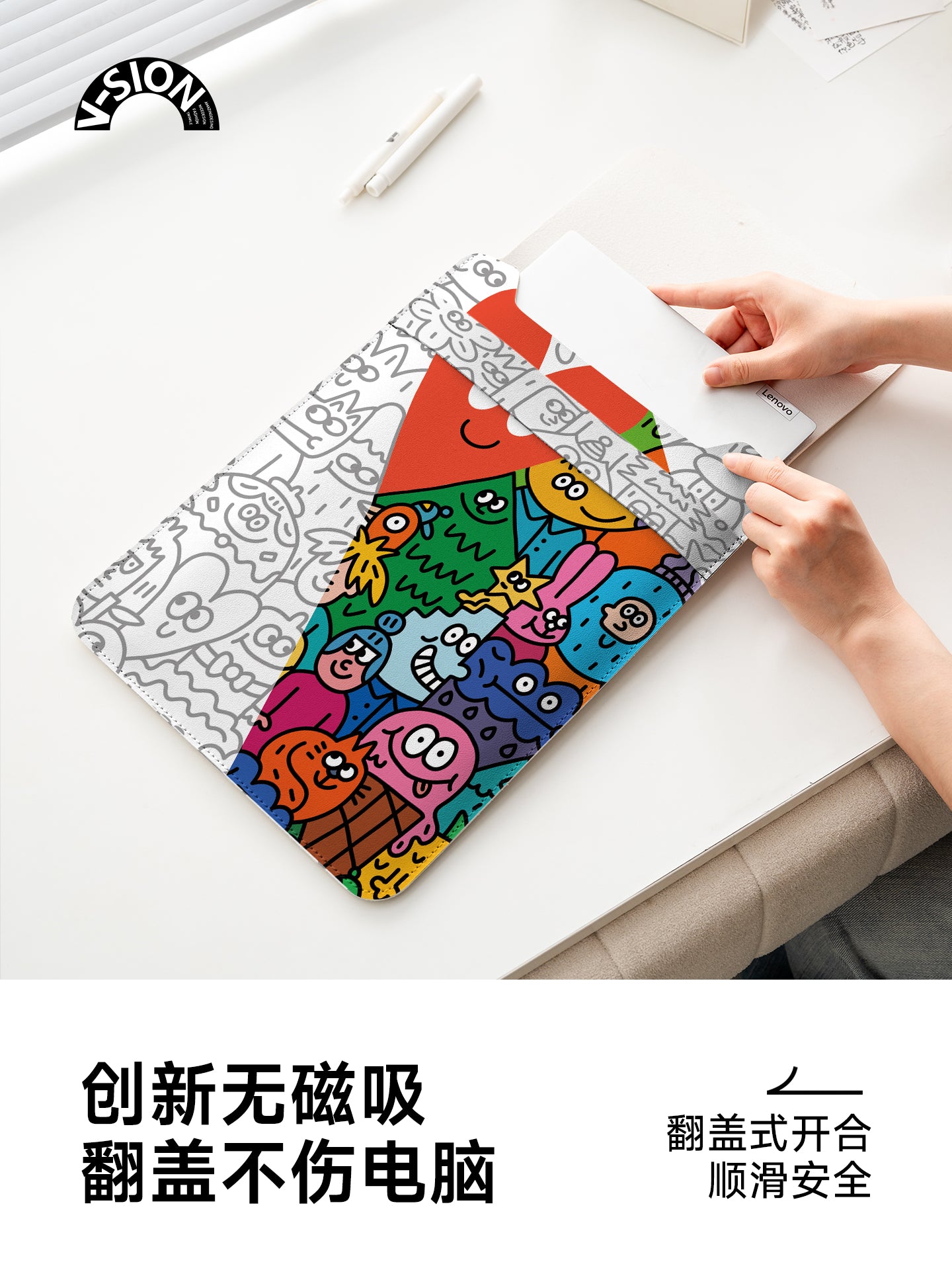 Qadınlar üçün V-SION xarakter qrupu portret notebook layner çantası 2024 qeyri-maqnit uyğun Huawei matebook14 planşet qoruyucu örtük Lenovo Xiaoxin 13 Apple macbook15 şaquli versiya layner çantası