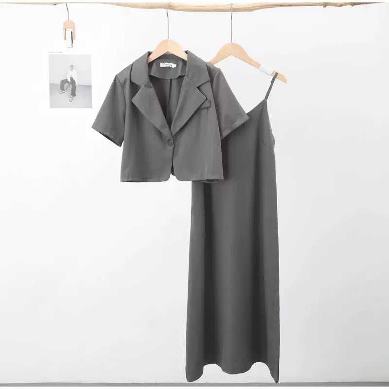 Ofis Qadın Geyimləri 2024 Qısa Qollu Blazerlər İncə Qollu