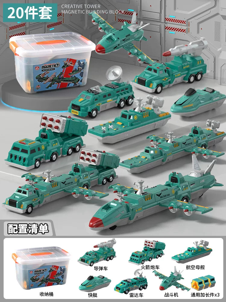 Maqnit tikinti blokları, uşaq oyuncaqları, təhsil, transformasiya, montaj, mühəndislik vasitəsi, robot, 6 yaşlı uşaqlar üçün Milad hədiyyəsi.