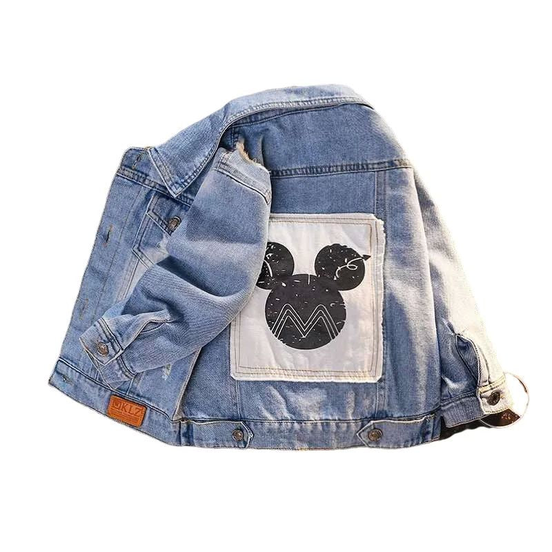 Oğlanlar üçün Mickey Denim Gödəkçə Moda Palto Uşaq Geyimi