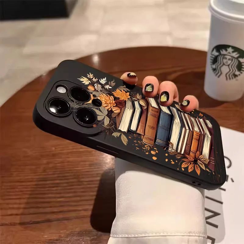 iPhone 11 12 üçün Yaradıcı Gözəl Kitab Nümunəli Telefon Çantası