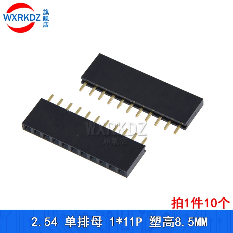 Tək sıra dişi 2,54 mm tək sıra qadın başlıq pin başlığı 1*2p/3/4/5/6/7/8/9/10P-1x40p