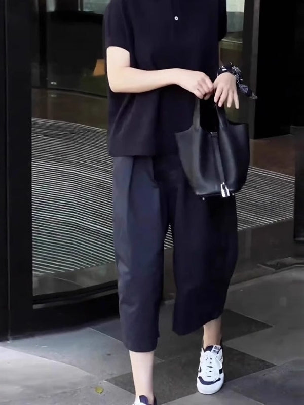 Qadınlar üçün tünd göy rəngli gündəlik şalvar, 2026-cı il yayı, böyük ölçülü, yüksək belli, geniş bədən formasında, şık, çoxfunksiyalı, geniş ayaqlı, qısa şalvar.