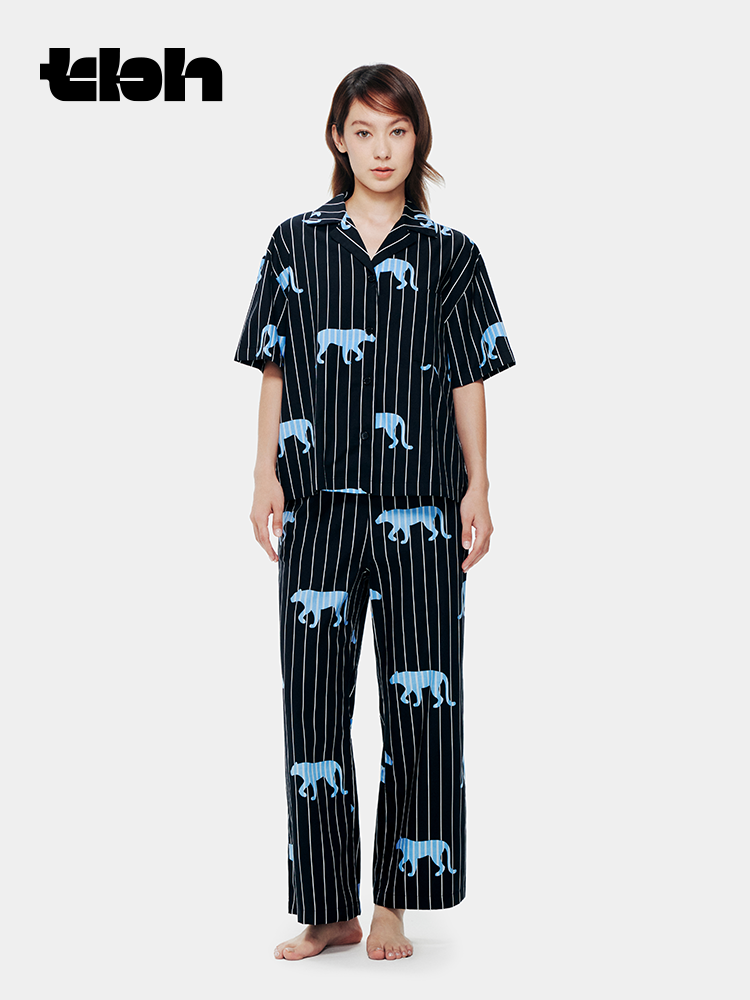[Möhtəşəm Eyni Stil] tbh Brutalist Home Tencel Pambıq Ev Geyimi Qadın Kənarda Cüt Pijama Geyə bilər