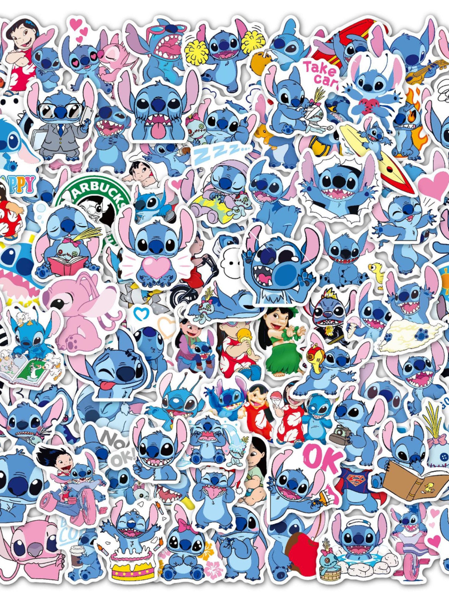 200 sevimli cizgi filmi Stitch notebook kompüter stikerləri fərdiləşdirilmiş soyuducu gitara skuter dəbilqə su fincanı stikerləri