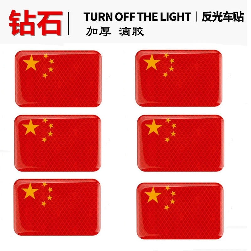 3D Qırmızı Bayraq Bamper Etiketləri Şəxsiyyət Etiketləri Qalınlaşmış Epoksi Yansıtıcı Bayraq Etiketi Suya davamlı Çizilmə Qapağı Qapağı