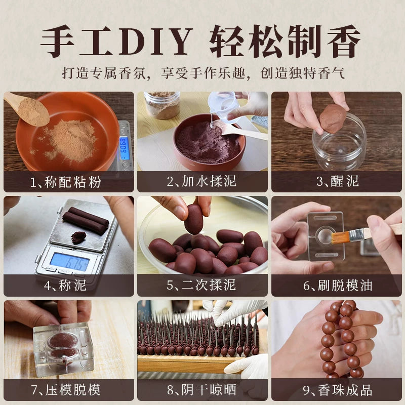 Hexiang muncuq qəlibi, buxur hazırlamaq üçün əl istehsalı DIY materialları, evdə hazırlanmış muncuqlar, dərman buxur muncuqları, üyütmə alətləri, ənənəvi Çin təbabətində bilərzik hazırlamaq üçün alətlər