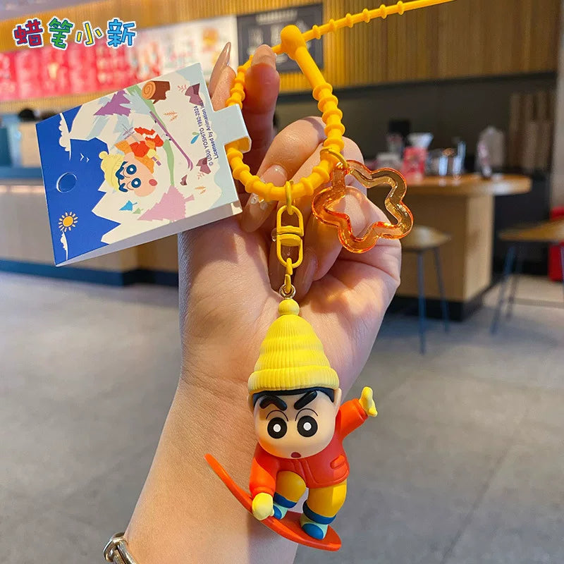 Uşaqlar və tələbələr üçün orijinal Crayon Shin-chan anime stilində cizgi filmi avtomobil açar zənciri/çantası - yaradıcı bir hədiyyə.