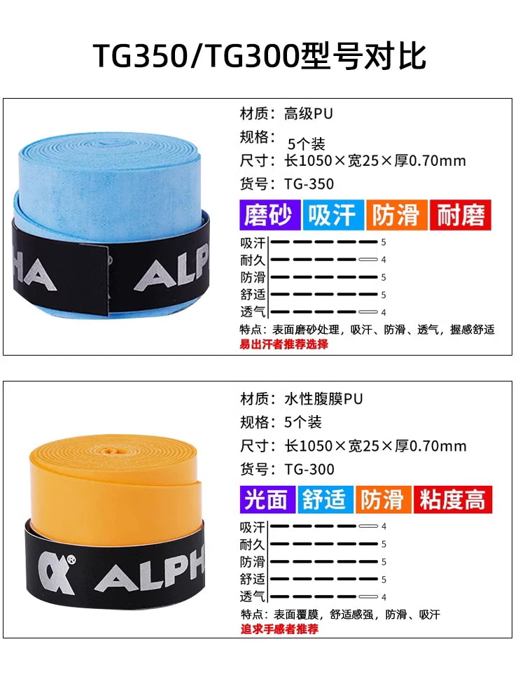 ALPHA Alpha tər bandı tennis raketi, badminton raketi, qayışlarla bükülmüş, sürüşməyə qarşı xüsusi əl geli