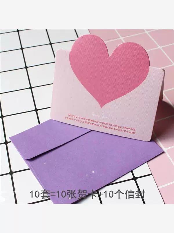Love message card, Valentine's Day greeting cards, heart-shaped folded message card