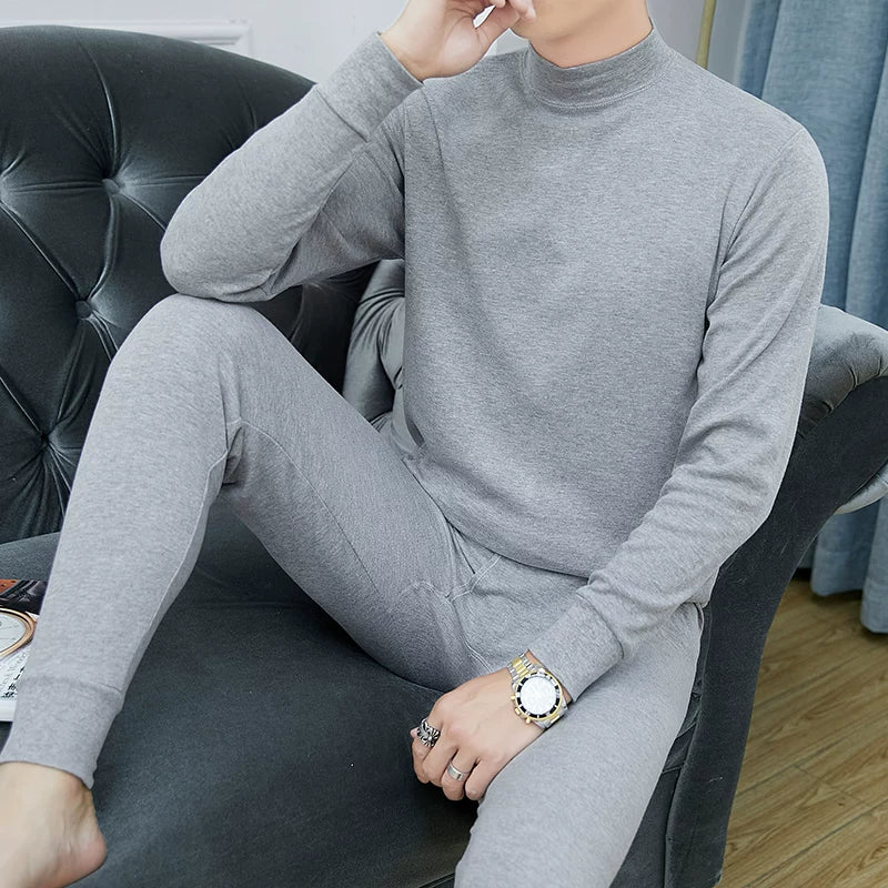 Kişilər üçün 100% Pambıqdan Payız və Qış üçün Termal Alt Geyim Dəsti, Sincan Təmiz Pambıqdan Əsaslı Köynək, Dəyirmi Yaxalıq, Jakarlı Termal Alt Geyim, Dəbli Kişi Geyimləri