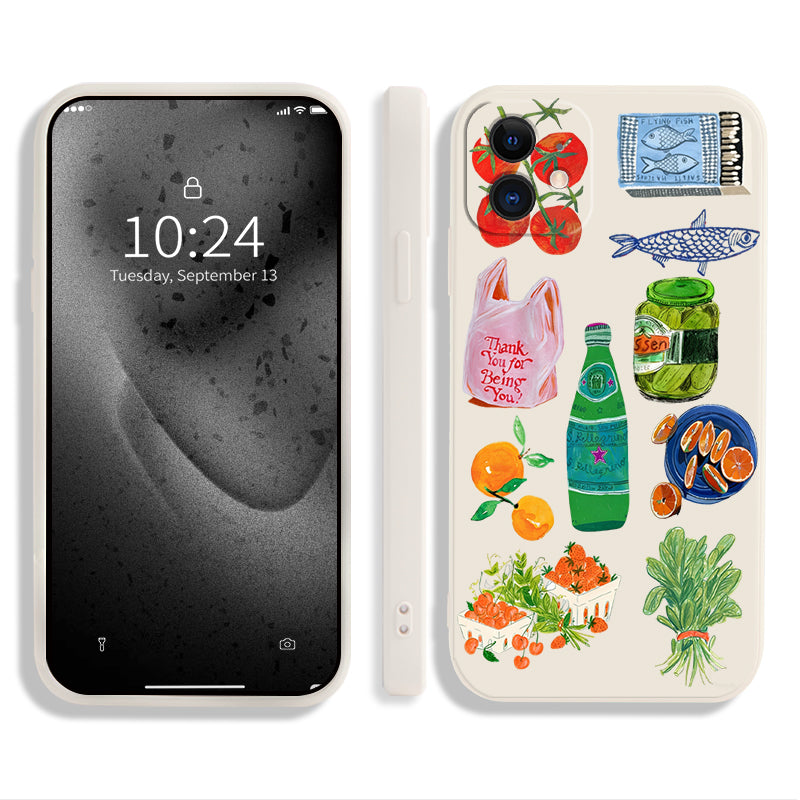Baqqal və meyvəli, iPhone17 üçün uyğun Apple 16 promax şaxtalı düşməyə qarşı mobil telefon qutusu yeni üslub 15 Avropa və Amerika trendi sadə 14 yüksək səviyyəli sənət 13 yüngül lüks ins stil niş qeyri-kontrast üslub