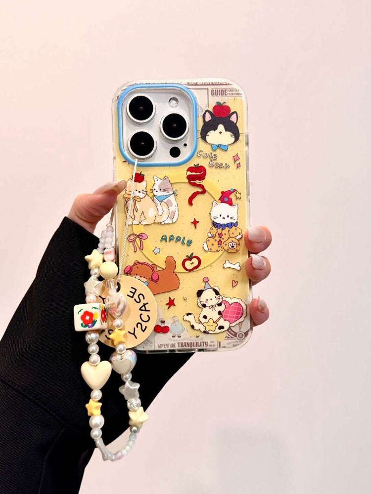 Əyləncəli cizgi filmi sevimli pişik rokçusu maqnit tutacağı Apple 16promax mobil telefon qutusu iphone15promax yeni 14 buzlu ikiqat qat 13 yıxılmağa qarşı qoruyucu örtük 15 yaradıcı qadınlar