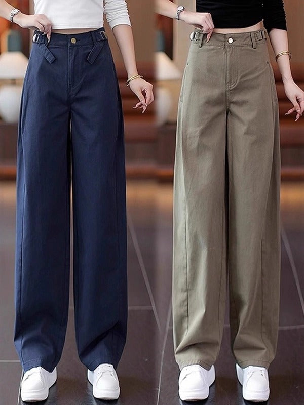 Qadınlar üçün retro gündəlik yük şalvarı, yeni 2026-cı ilin yaz ayları, böyük ölçü, arıqlama üçün arıqlama, yüksək belli enli ayaqlı əyri şalvar.