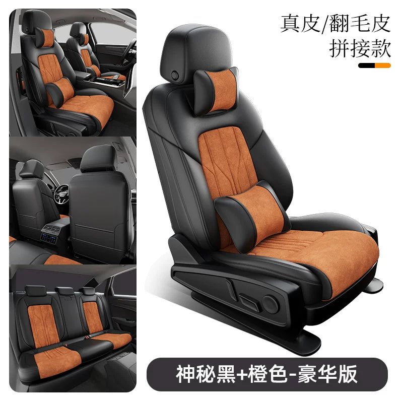 Zamşa avtomobil oturacağı yastıqları, orijinal dəri oturacaq üzlükləri, tam örtüklü, bütün mövsüm üçün, yeni yüksək səviyyəli avtomobil oturacağı üzlükləri və yastıqları