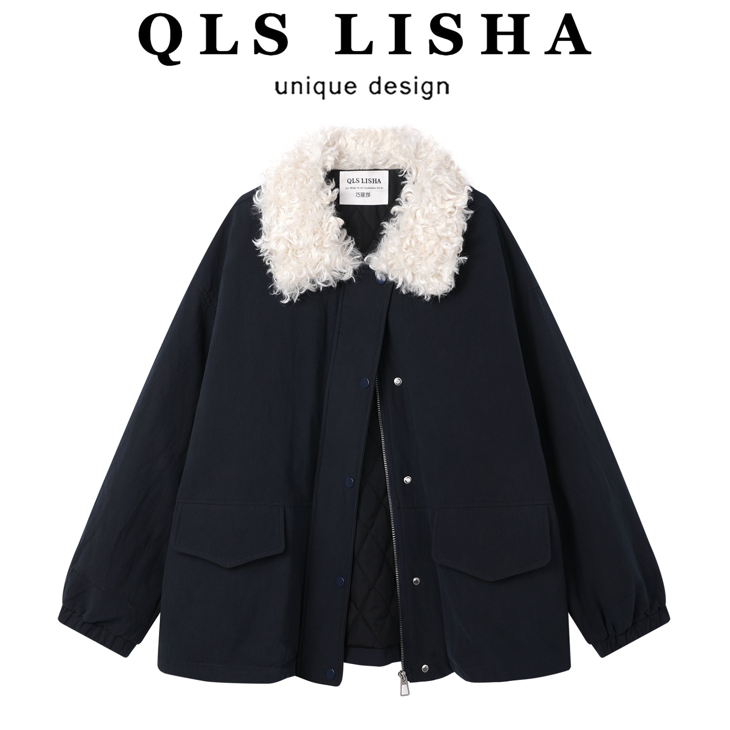 Cholisa Quzu yunundan hazırlanmış qalınlaşdırılmış pambıq yastıqlı gödəkçə Koreya üslubunda dəri gödəkçə 2025 Payız və Qış Qadınlar üçün yumşaq iş geyimləri gödəkçəsi