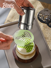 Bincoo toz yayıcı qəhvə tozu matcha kakao tozu şəkər tozu şüşəsi ələk borusu çiləyici toz qabı artefakt latte sənət çapı qəlibi