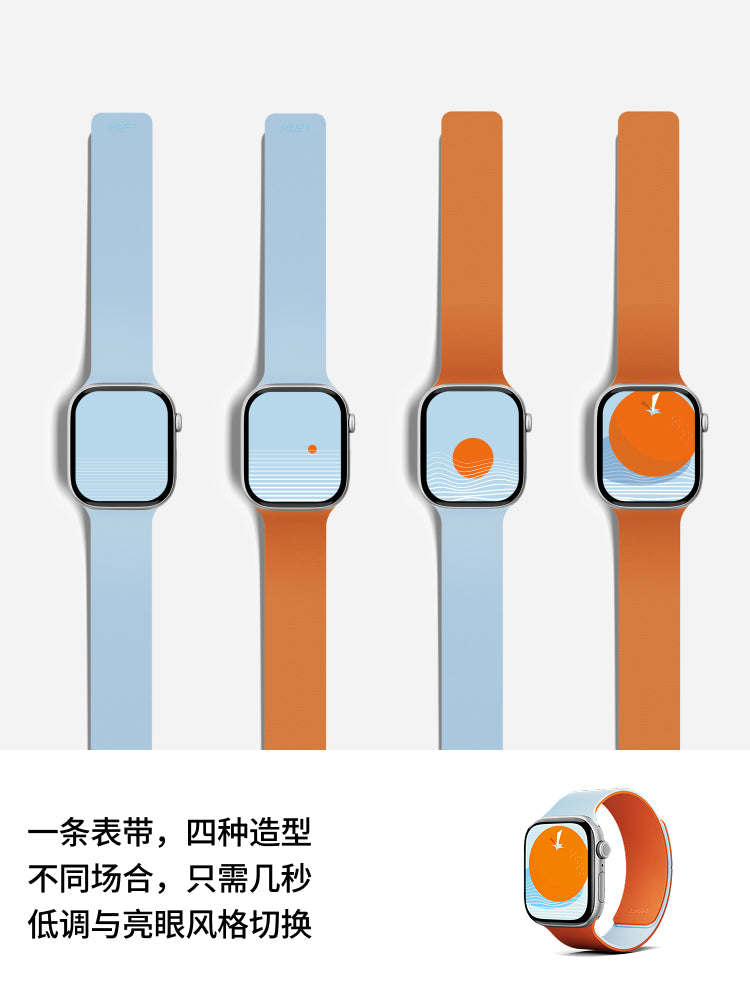 MOFT Apple Watch Qolu, Apple Watch Series 1-10 üçün Silikon Qolu, Sport Qolu Ultra 2/1, Yüksək Səviyyəli İki Rəngli Qolu