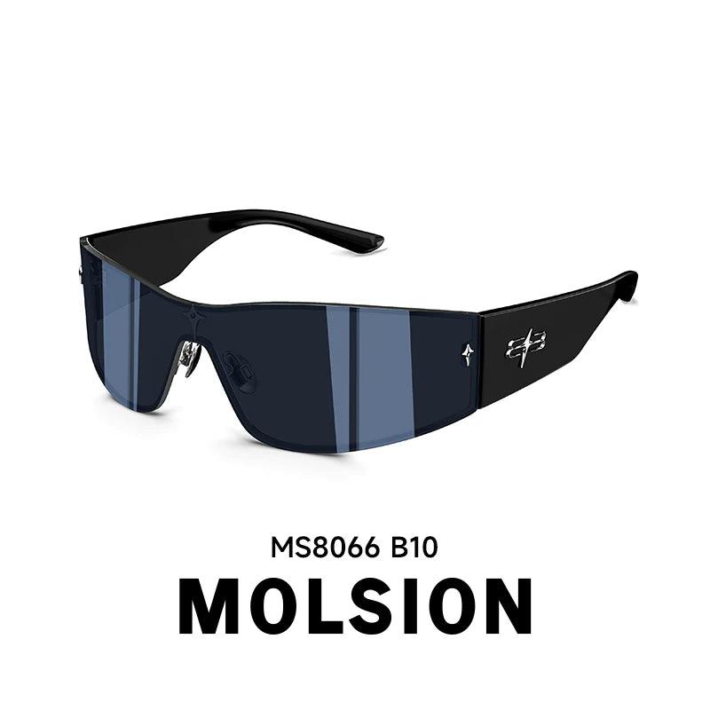 Mosen Moda İdman Günəş Eynəyi Əyri Gələcək Trendy Avanqard Baş Bandı Güzgü Günəşdən Qoruyucu Günəş Eynəyi MS8066