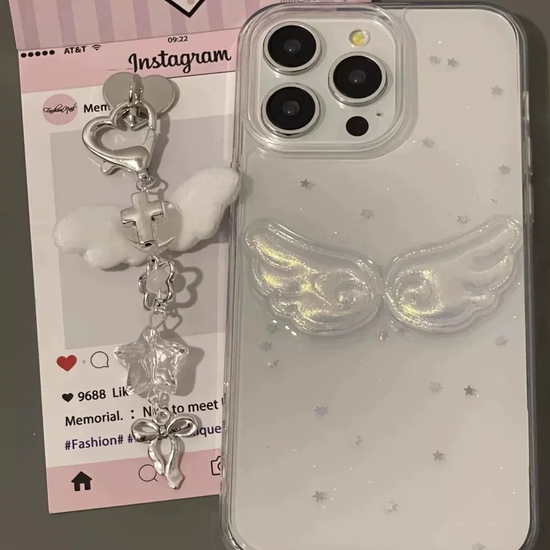 Yapon və Koreya Epoksi üçölçülü parıldayan qanadlar iPhone 17 16promax mobil telefon qutusu iPhone15 yeni 14PRO Apple 13 12mini yumşaq qabıq 11pro düşməyə qarşı qoruyucu örtük XS hər şey daxil