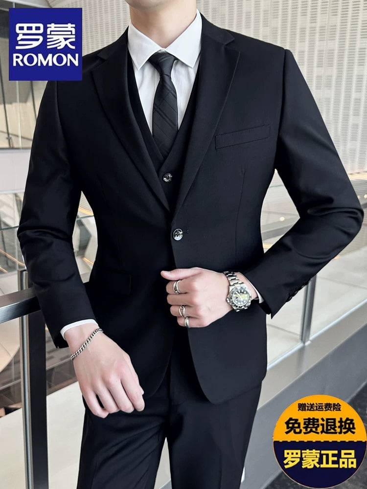 Luo Meng kostyum kişi Koreya versiyası nazik palto damat gelinlik biznes peşəkar rəsmi geyim kişilər üçün kiçik kostyum