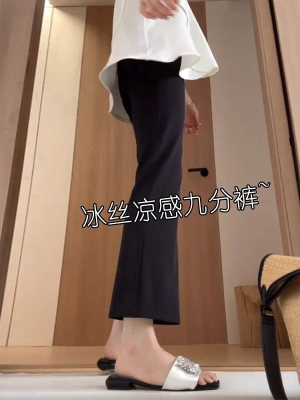 Qara buz ipək şalvar, böyük ölçülü qadınlar üçün yeni yay modası, geniş formalı, çox yönlü gündəlik şalvar, nazik, nəfəs alan və sərin.