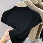 2025 Payız Yeni Gəlişi Yarım Hündür Yaxalı Yumşaq Qısa Qollu T-Shirt Trikotaj Qadınlar üçün İncə Uyğun Dayanacaqlı Yaxalıqlı Üst Qat