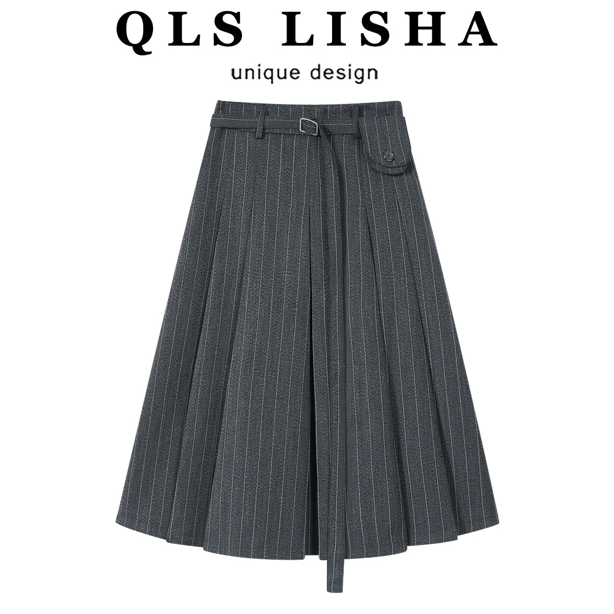 Cholisa-nın çox şirin və özünəməxsus qırçınlı zolaqlı midi ətəyi yaz və payız üçün yeni, arıq və zərif bir tərzdir.