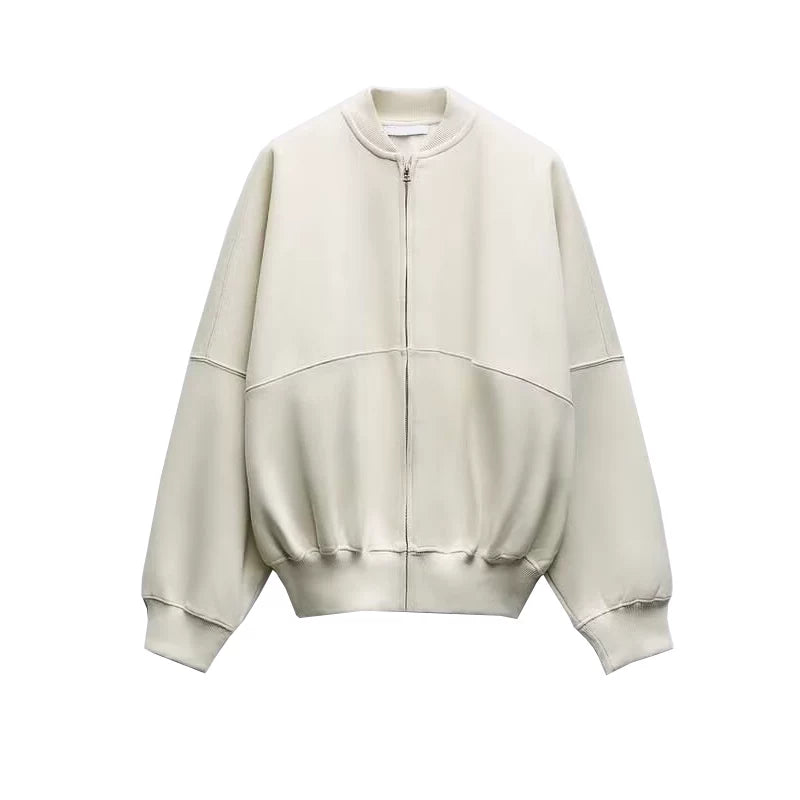 ZA Payız Yeni Fermuarlı Bomber Gödəkçə Sviter 3199802 Yüksək Belli Yun Şalvar 3199803