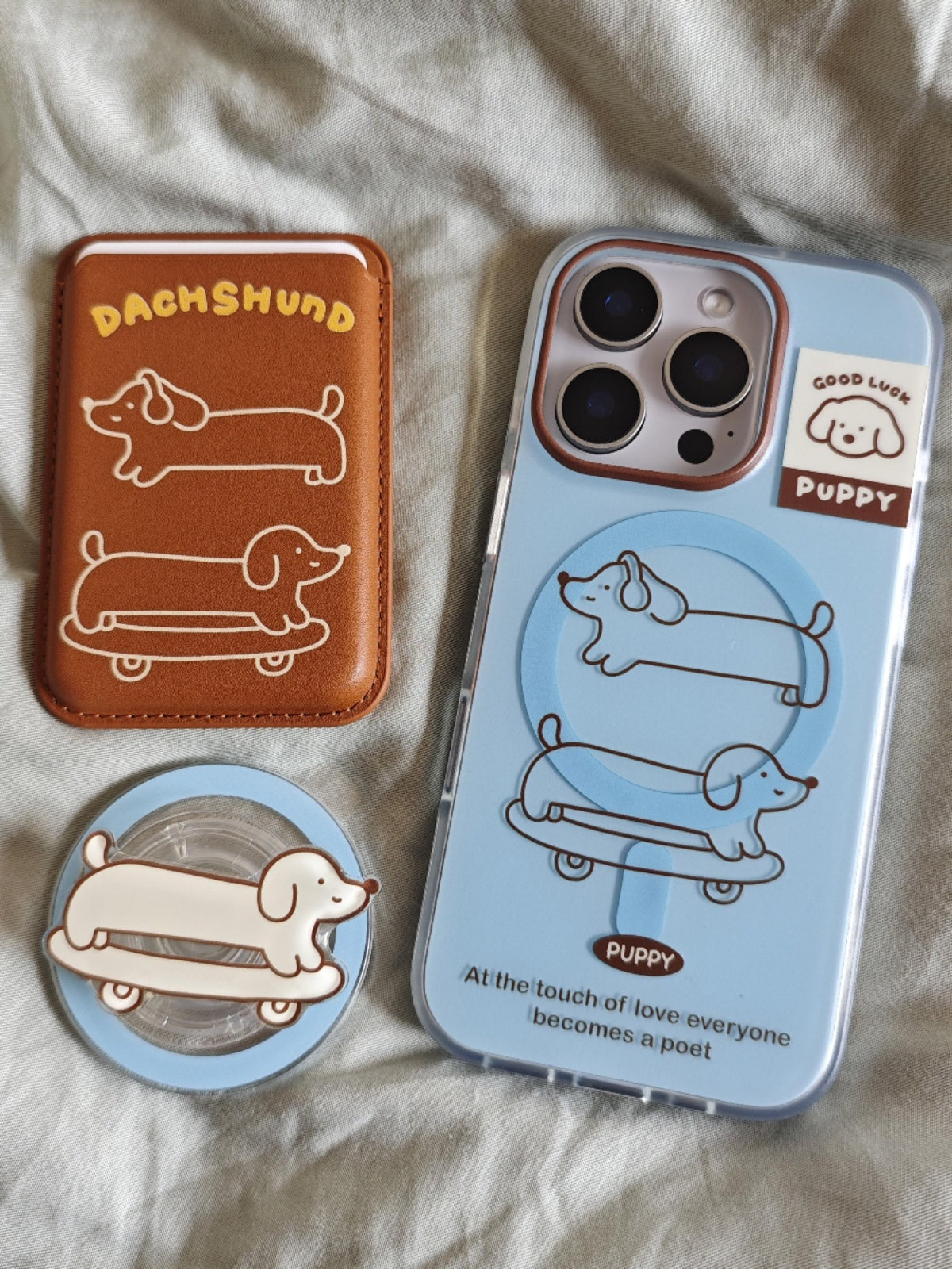 Göy mavi xətlər skeytbord dachshund maqnitli ikiqat imd cib telefonu qutusu iphone16promax üçün uyğun anti-fall 17 alma 15 braket 14 kart çantası kişi və qadın niş təzə 13 sadə buzlu