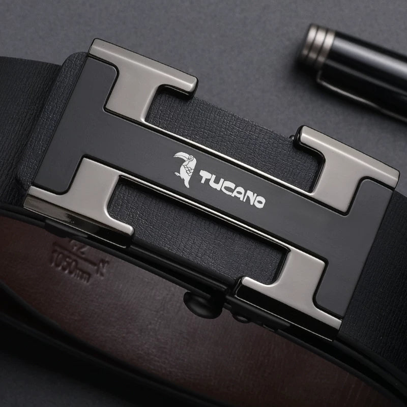 Woodpecker Kişi Dəri Kəmər, Dişsiz, Daxili Geyim, Avtomatik Toka, Dəbli Gənc Kişilər üçün İşgüzar Şalvar Kəməri, Orijinal Dəri