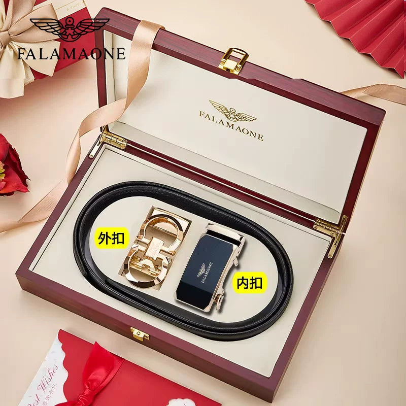 Falman Armani Kişilər üçün Orijinal Dəri İkiqat Toka Avtomatik Toka Saf İnək Dərisi Dəri Şalvar Kəmər - Sevgili Üçün Hədiyyə