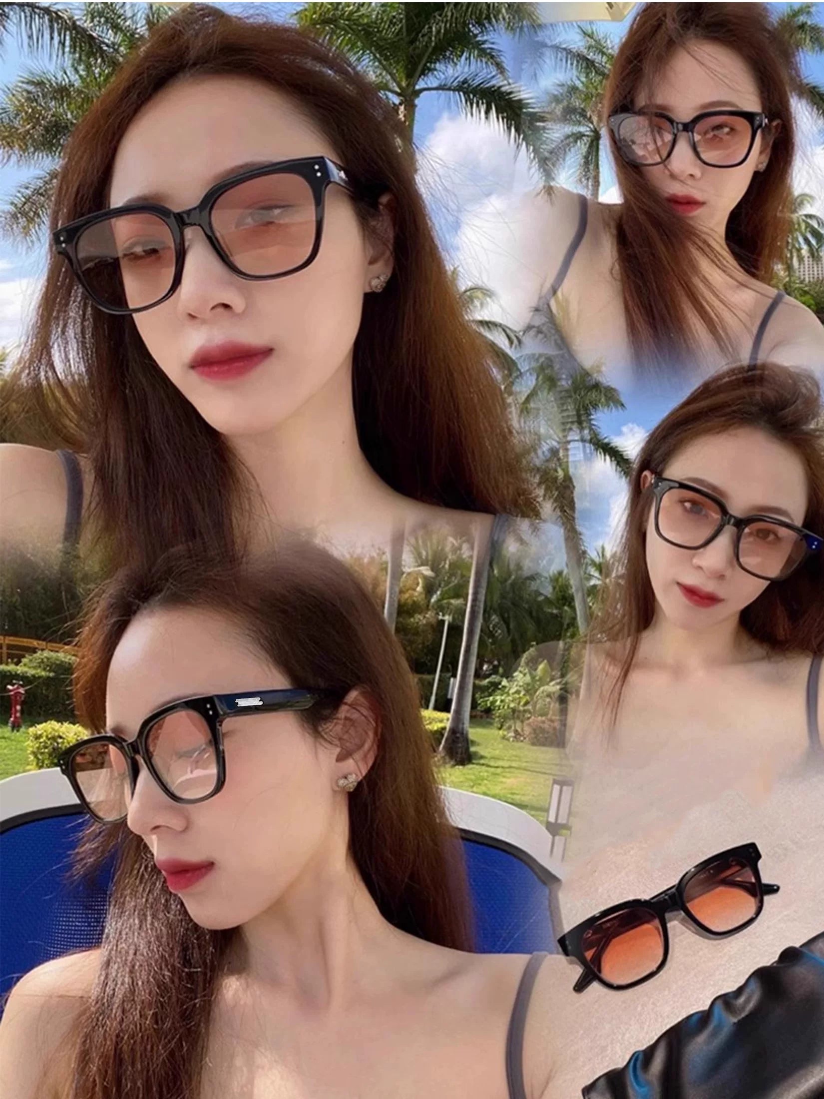 Wang Jiaer gün eynəyi kişilərin dəbli yüksək səviyyəli gm qürub rəngli ənlik eynəkləri yaraşıqlı miyopi idarə edən qəhvəyi gün eynəyi