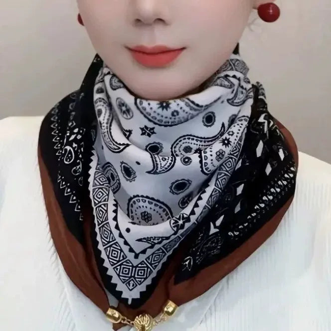 Maqnit Tokalı Eşarp 2025 Yeni Payız və Qış Universal İsti yaylıq Retro Moda Kiçik Kvadrat Eşarp