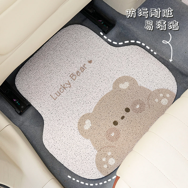 Cizgi filmi şirin dolğun ayı dizaynlı, ilgək parçalı, ləkəyə davamlı və suya davamlı universal avtomobil döşəmələri