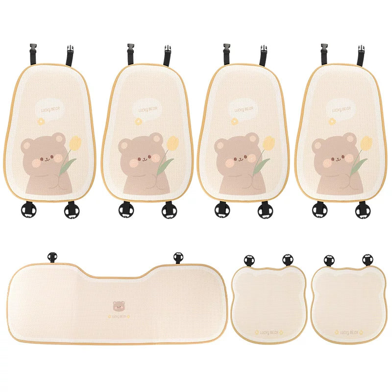 Car seat cushion, summer ice silk cooling cushion, cute one-piece for girls, all-season, back seat cover.
