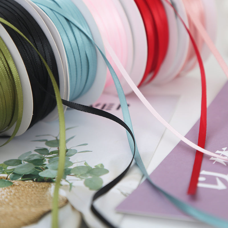 0,3 sm şifrəli iki tərəfli polyester lent toy yayı yüksək səviyyəli hədiyyə qablaşdırma ipək lent 3 mm nazik lent - 2