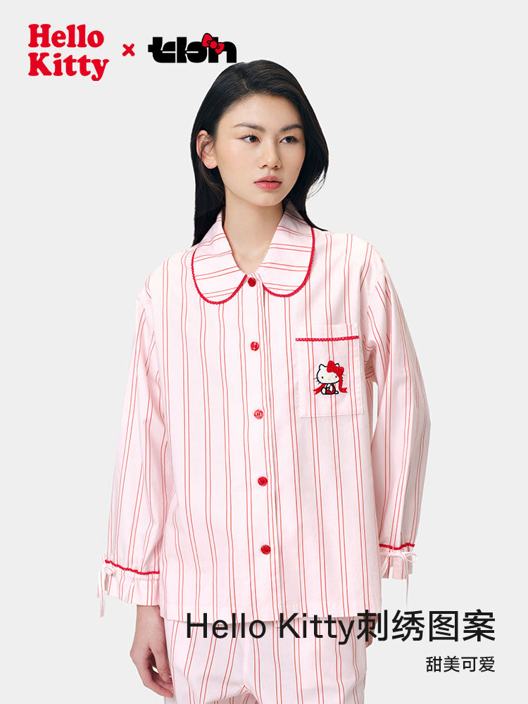 tbh Brutalist Home Sanrio Hello Kitty Tencel Pambıq Ev Geyimi Dəsti Qadınlar üçün Pijama xaricində geyinilə bilər