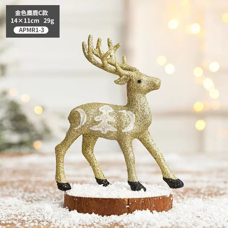 Golden deer statue, luxury hotel and home Christmas decoration
