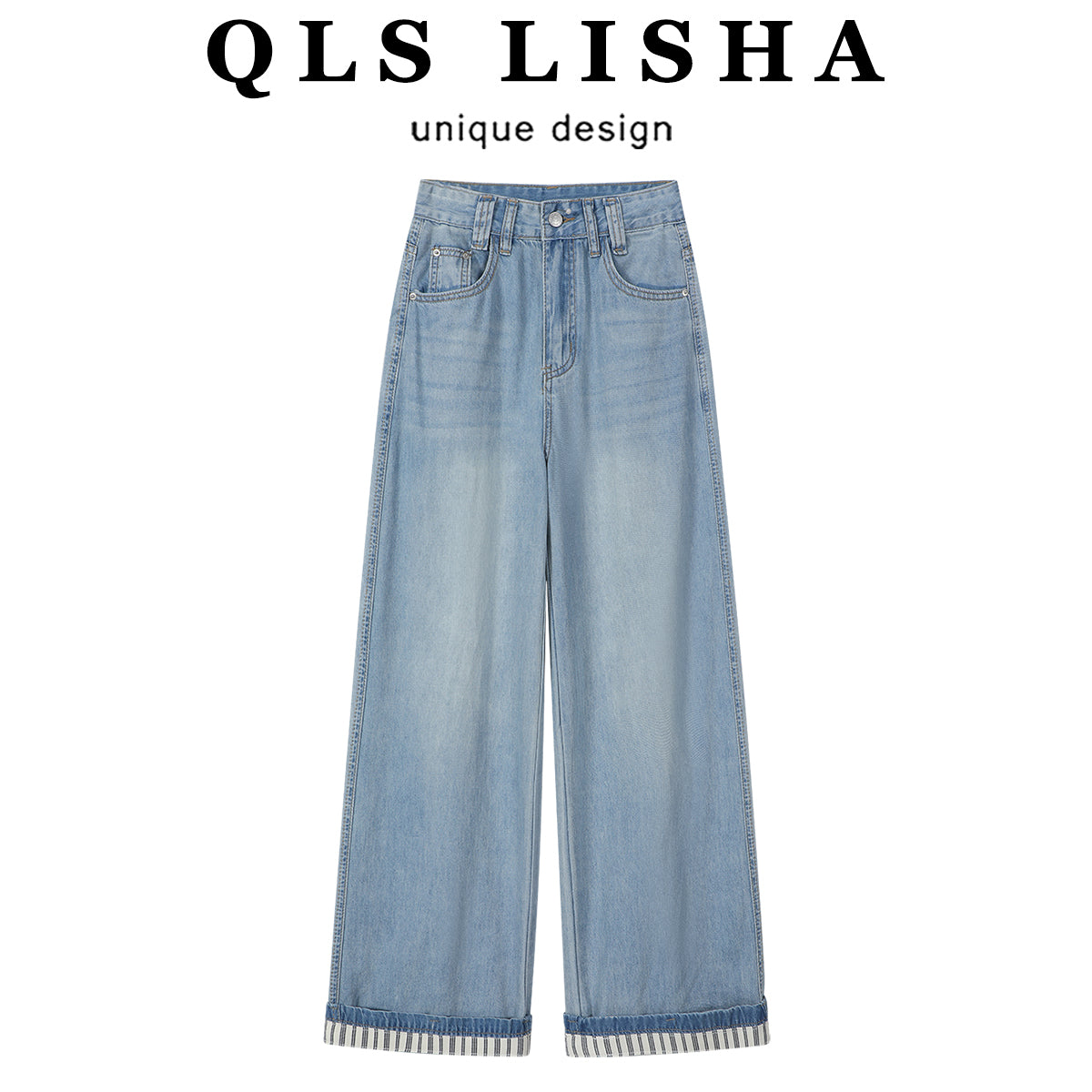 Chalisa-nın qadınlar üçün çoxfunksiyalı Koreya üslublu yay mavi denim cins şalvarı, nazik, dəbli, geniş oturacaqlı, enli ayaqlı gündəlik şalvar.