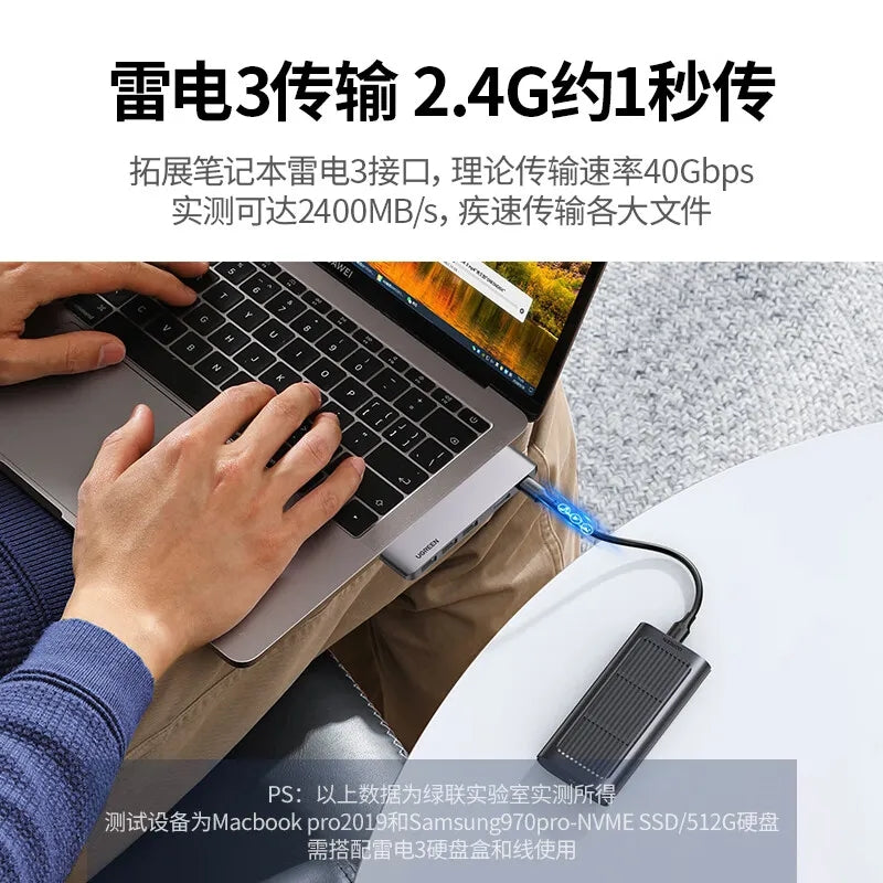 Green Alliance typec genişləndirmə dokunun genişləndirilməsi USB adapter Thunderbolt 3hdmi proyektor şəbəkə kabeli adapteri mac notebook macbook pro/air aksesuarları Apple kompüter çeviricisi üçün uyğundur