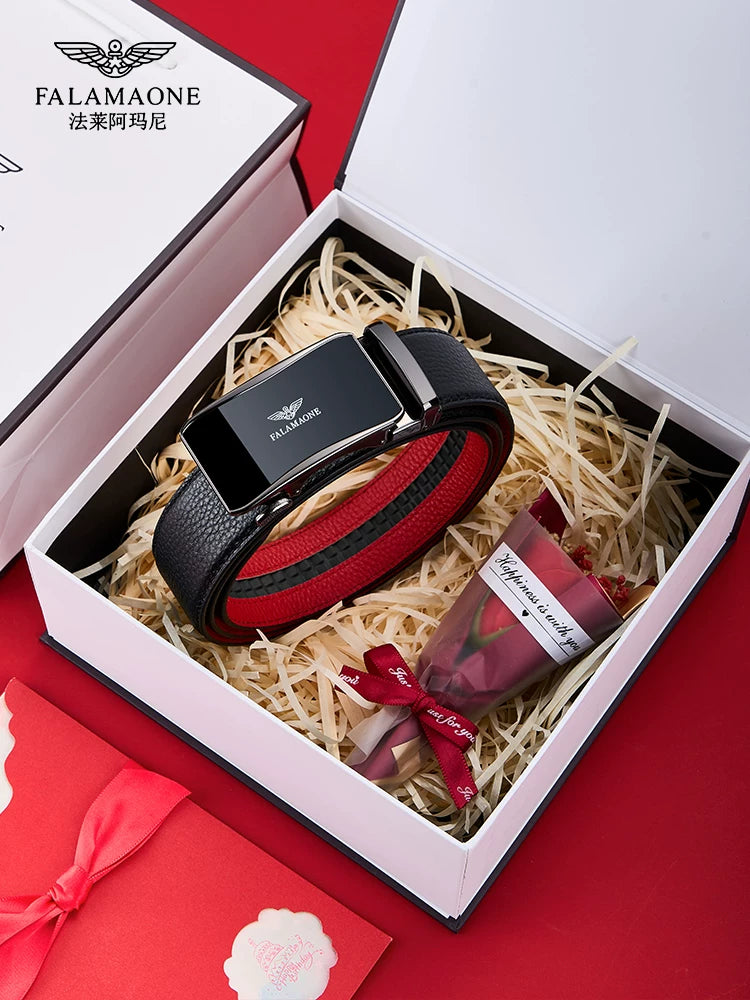 Fara Armani Men's Red Belt 2025 New Year of the Dragon Belt Men's Red Pants Belt Trendy