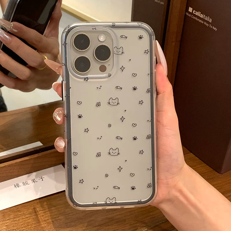 Rezin meyvələr, yaradıcı sadə eskiz musiqi notu pişik pəncəsi iPhone17promax mobil telefon üçün uyğundur Apple 16pro şaxtalı ikisi birdə 15 düşməyə qarşı hər şey daxil sərt qabıq/14/13 yeni plus