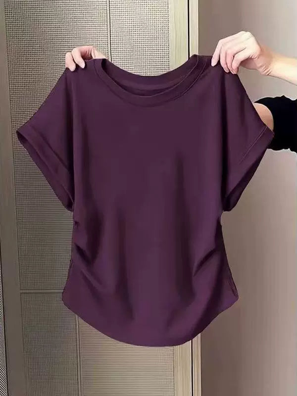 Yay yeni stil bir az yağlı mm qadın qısaqol köynək arıqlayan və ətini örtən çox yönlü dizaynlı köynək