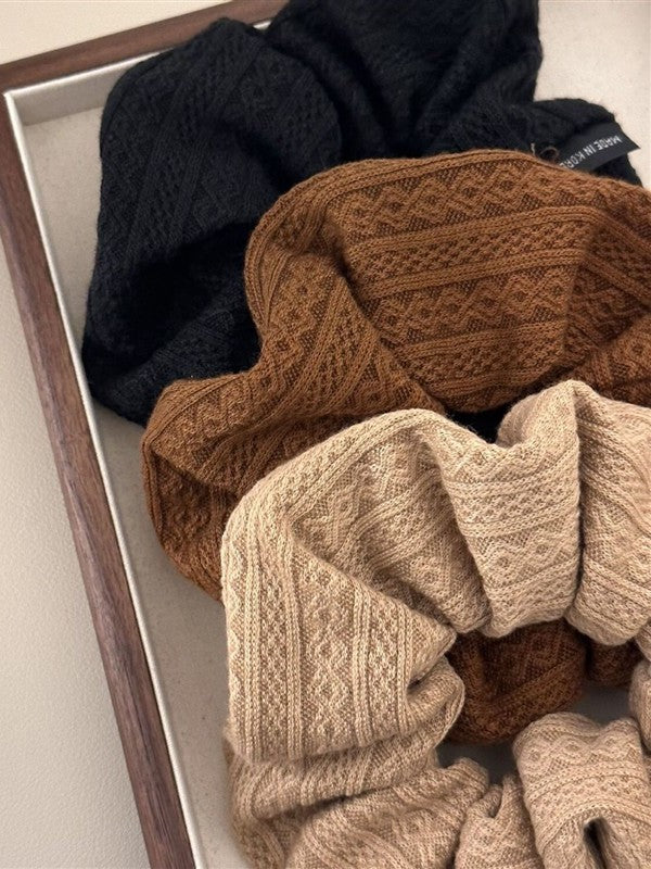 Payız/Qış Süd Qəhvə Rəngli Retro Naxışlı Skrunchie Saç Qalstuku Qadınlar üçün Yüksək At Quyruğu Saç Çiçək Saç Qalstuku Dəri Saç Qalstuku Saç Aksesuarı