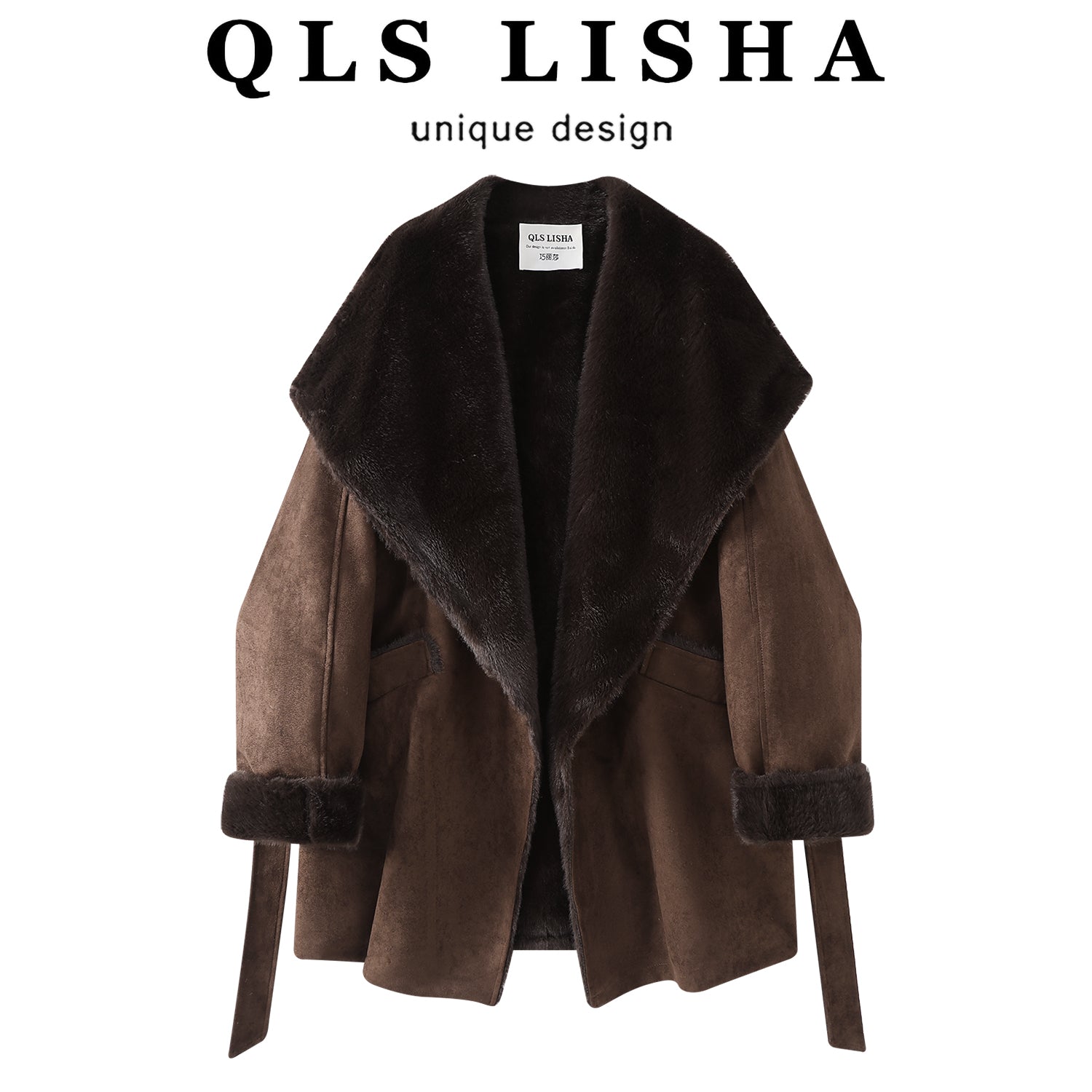 Cholisa-nın dəri və xəzdən hazırlanmış, orta uzunluqlu, yüksək keyfiyyətli retro quzu yun paltosu çox gözəldir və qış üçün mükəmməldir.