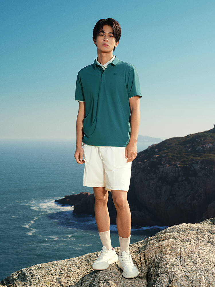 KOLON SPORT Kolon nəm uducu tez quruyan antibakterial kişi köynəyi kontrastlı qısaqollu pike POLO köynək