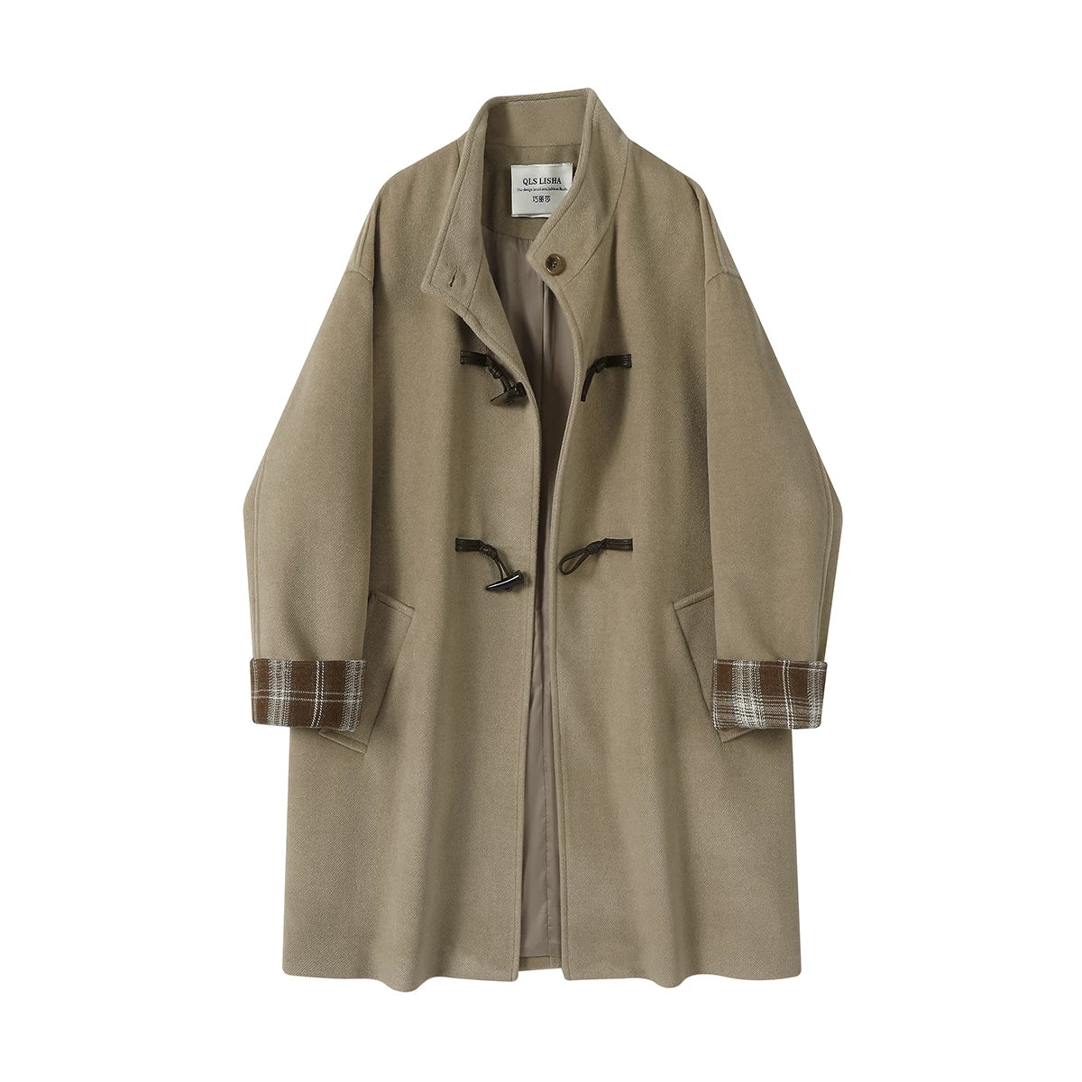 Jolie Hepburn üslubunda yüksək keyfiyyətli yun palto, payız və qış üçün super gözəl, unikal və yaraşıqlı orta uzunluqlu yun palto.